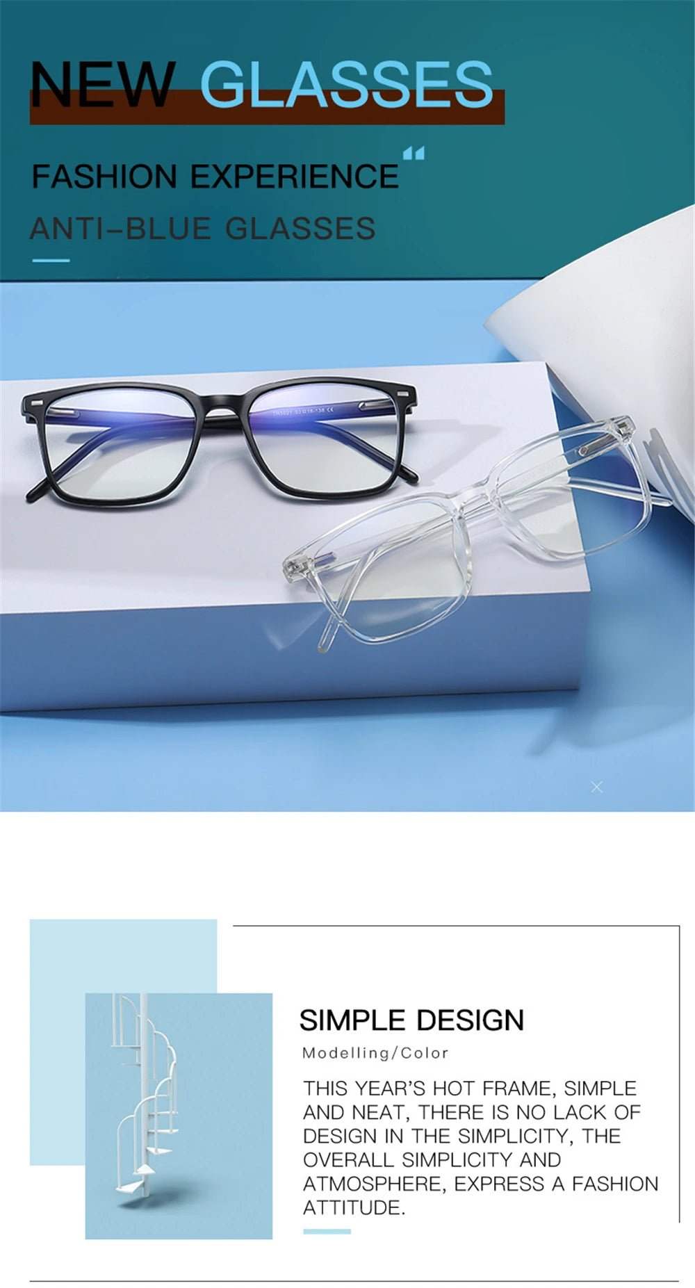 Blue Light Blocking Glasses – Rectangle Gaming & Office Eyewear - Fortunato Store