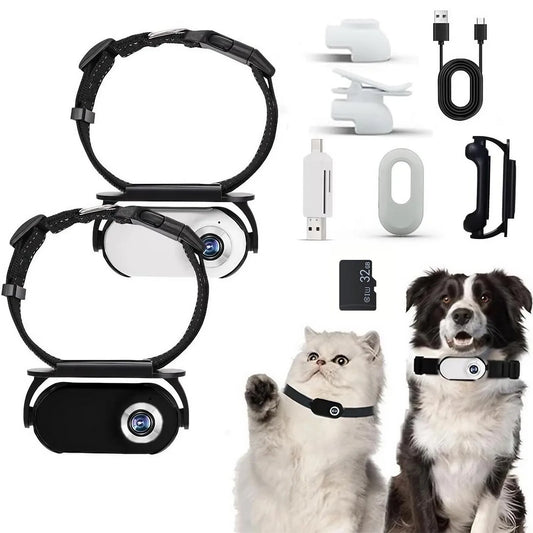 1080P HD Pet Camera Collar Wireless Mini Body Cam for Dogs Cats Indoor Outdoor Sports Action Video Recording - Fortunato Store