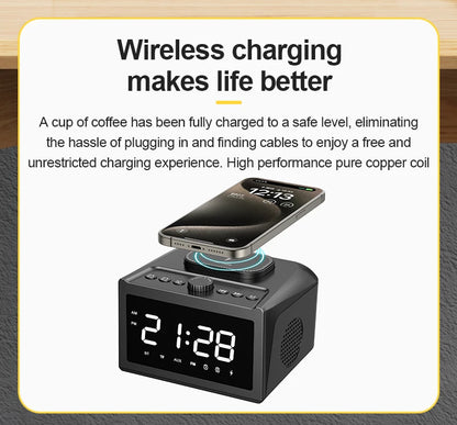S31 Bedside Alarm Clock Radio with USB Charger, Bluetooth Speaker, FM radio,Wireless Charging & LED Display Auto Time Setting - Fortunato Store