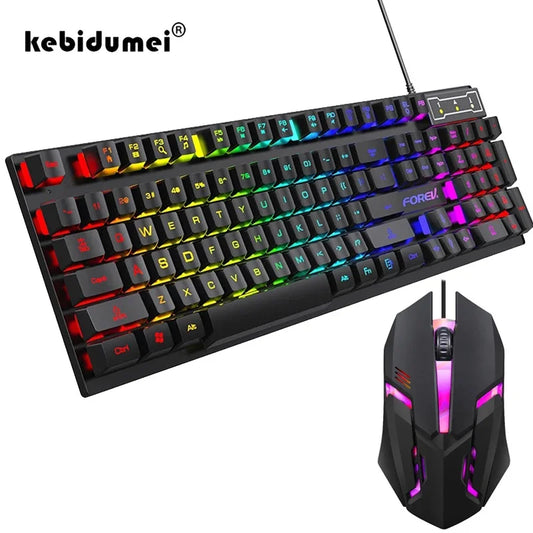 104 key Backlit Mechanical Keyboard Wired Gaming Keyboard waterproof Luminous keyboard And Mouse Set for Gamer PC Laptop Office - Fortunato Store