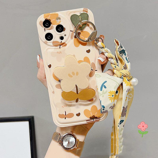 Autumn Leaves iPhone Case with Bow Scarf – Stylish Protective Cover - Fortunato Store