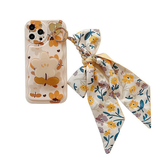 Autumn Leaves iPhone Case with Bow Scarf – Stylish Protective Cover - Fortunato Store