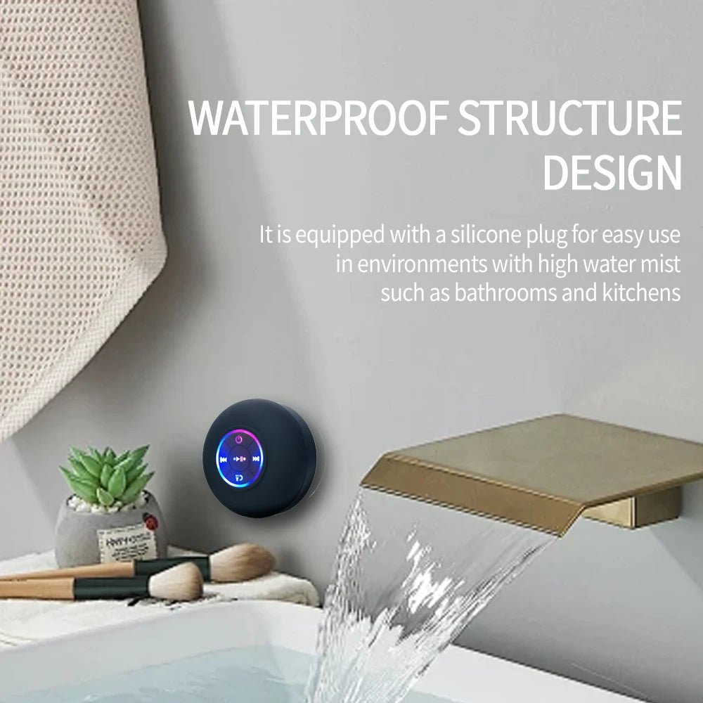 Waterproof Bluetooth Speaker – Mini Portable with LED & Suction Cup - Fortunato Store