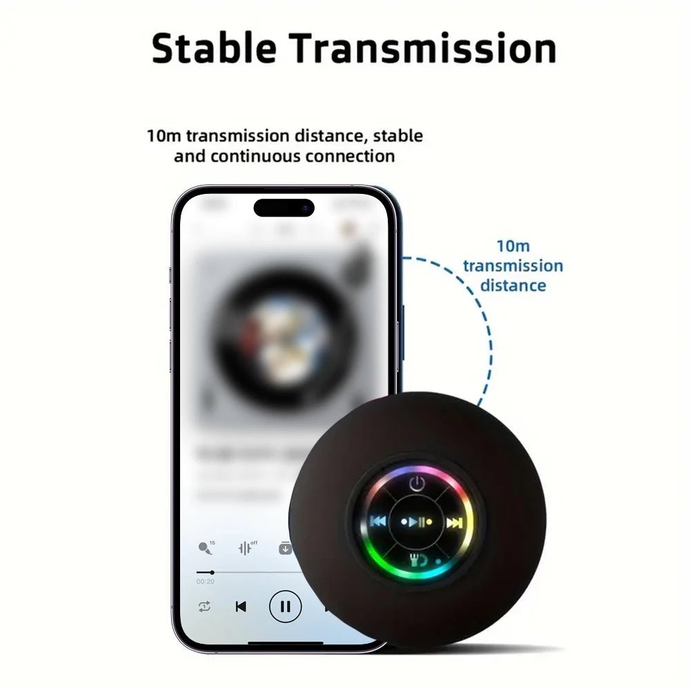 Waterproof Bluetooth Speaker – Mini Portable with LED & Suction Cup - Fortunato Store